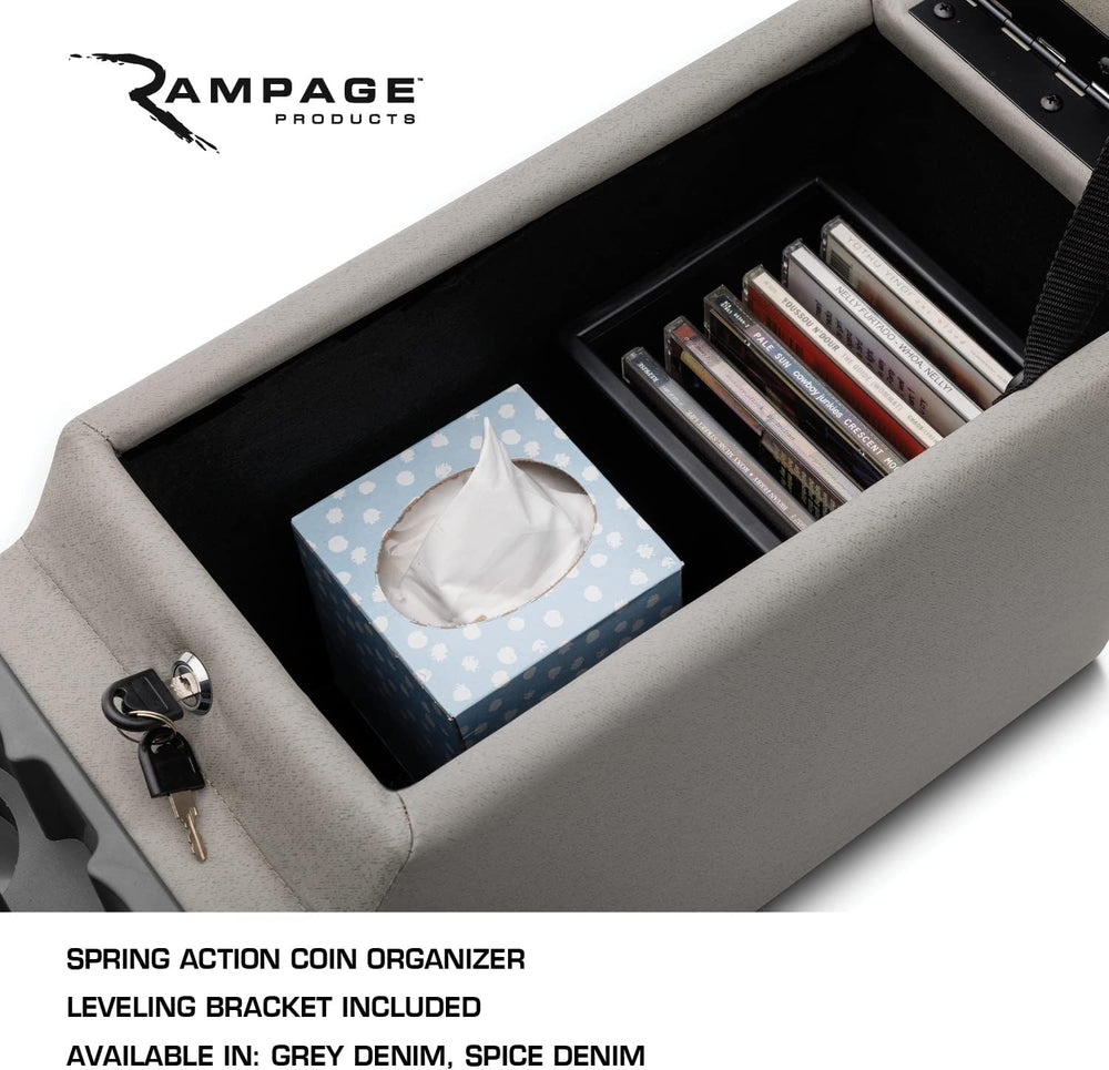 RAMPAGE PRODUCTS Locking Center Console for Jeep CJ/Wrangler YJ | Grey Denim ...