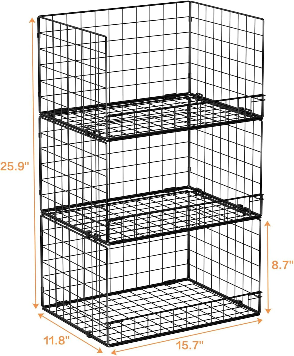 Yociyoga 3-Tier Stackable Closet Organizers and Storage Shelves, Foldable Clo...