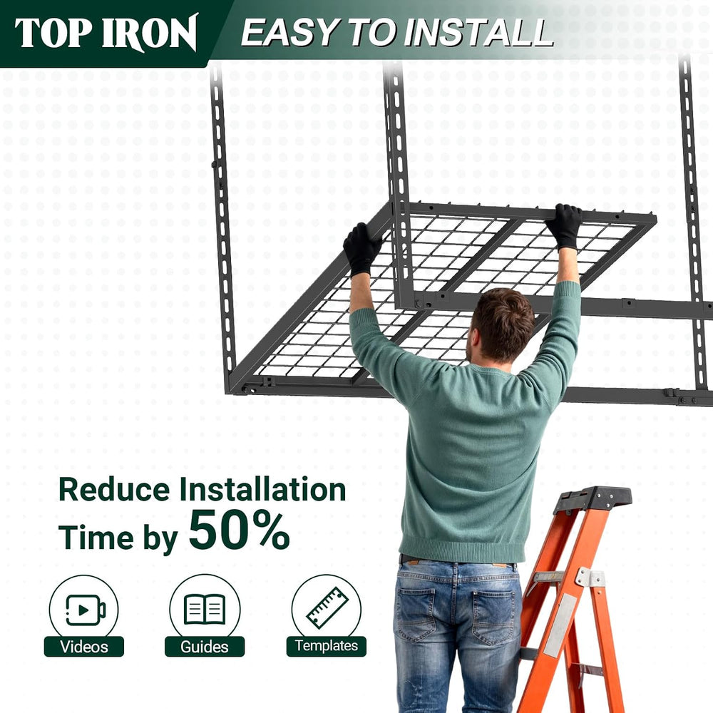 4x8 FT Overhead Garage Storage Rack,750LBS Weight Capacity