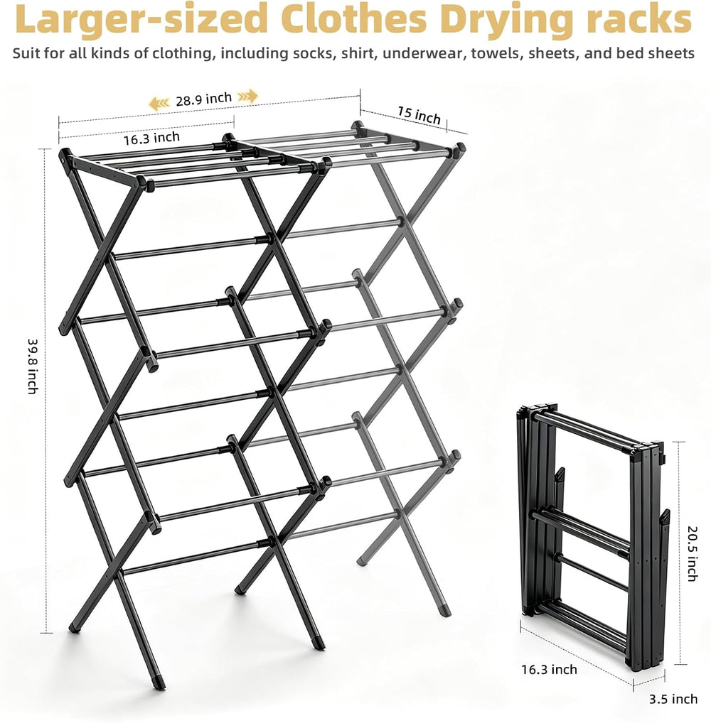 BAKON Clothes Drying Rack Foldable for Small Space, No Installation Required,...