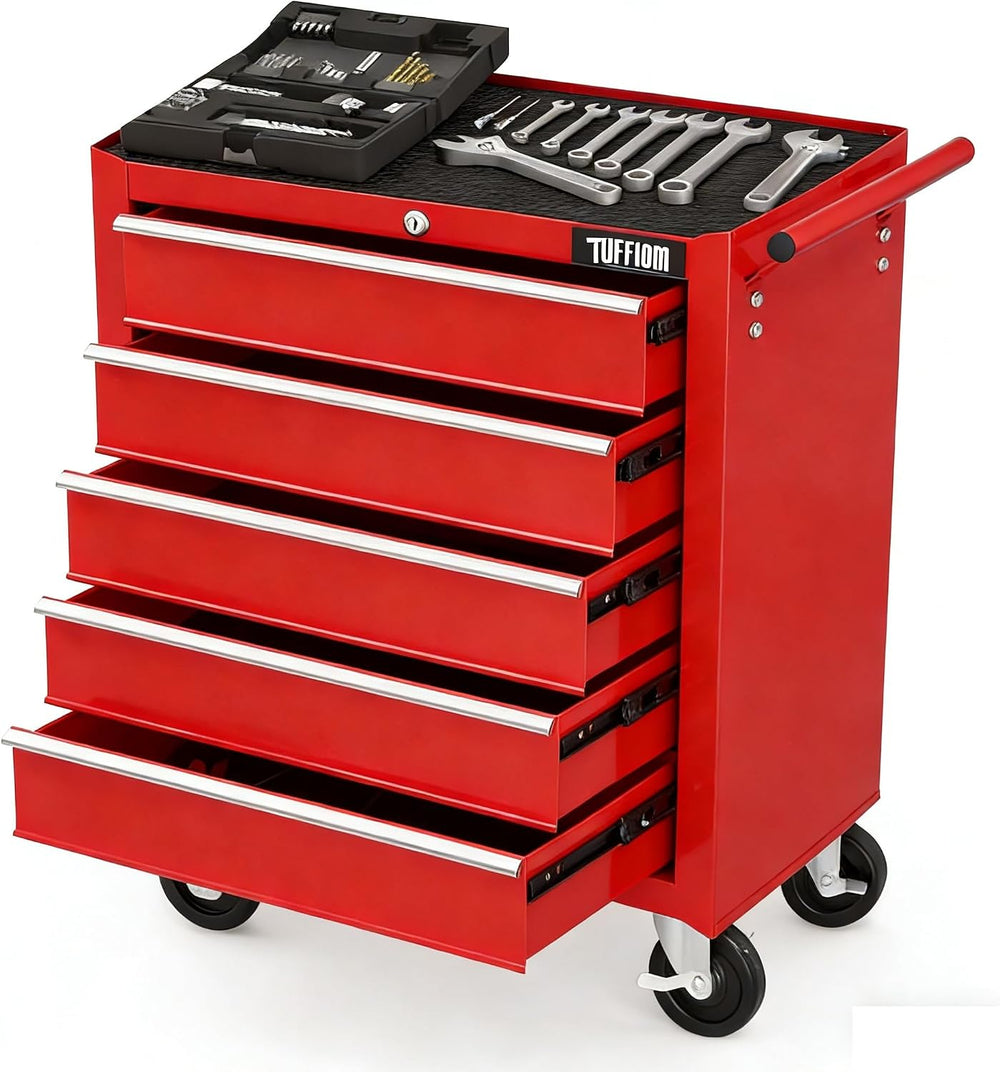 TUFFIOM 5-Drawer Rolling Tool Chest w/Drawers & Lock, Tool Storage Cabine...