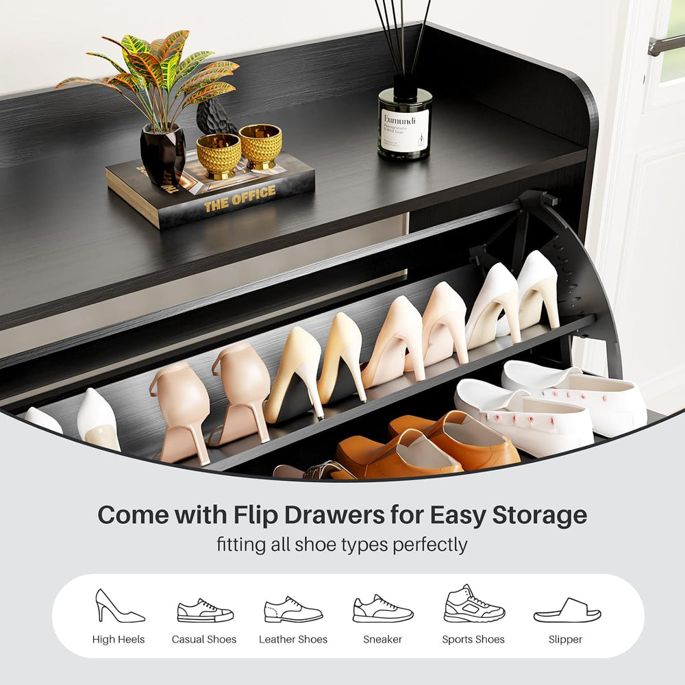 YZ HOME Shoe Storage Cabinet with 2 Flip Drawers, Entryway Shoe Cabinet with ...