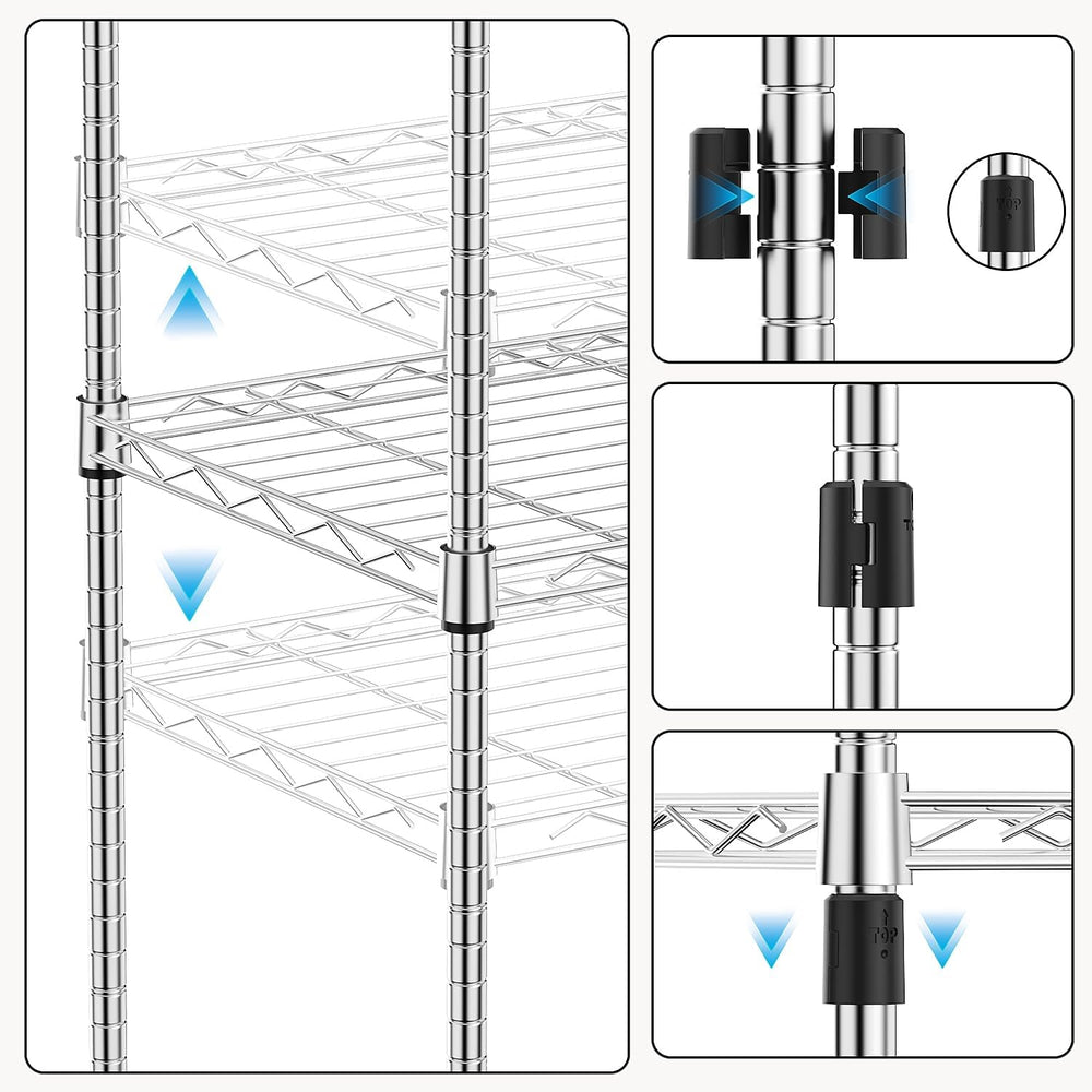 M MZG 1000 lbs 4Tier Shelf Metal Storage Shelves Wire Rack Closet Organizers ...