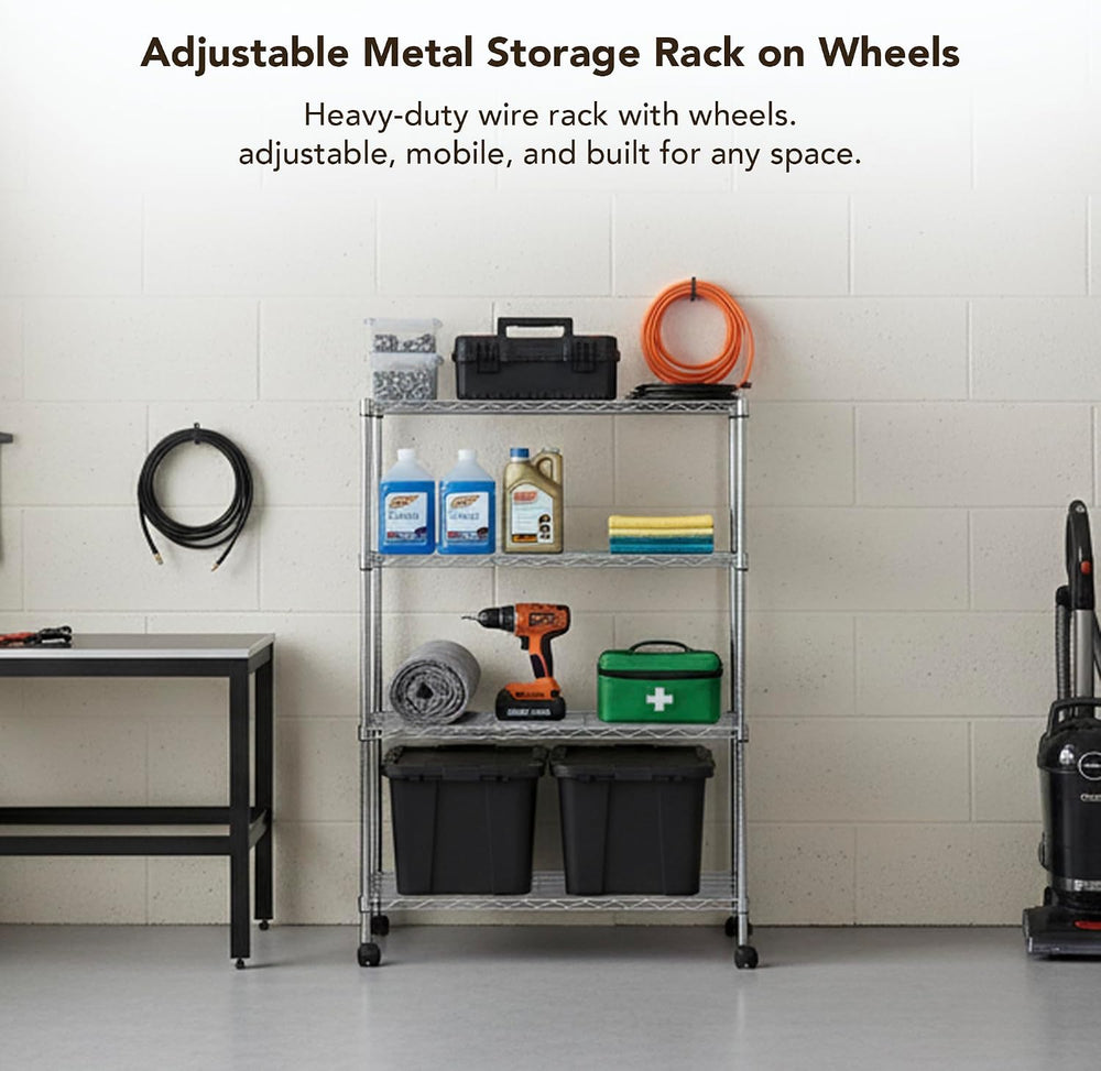 Heavy Duty 4 Tier Wire Shelving Unit Storage Rack, Metal Shelves Utility Orga...