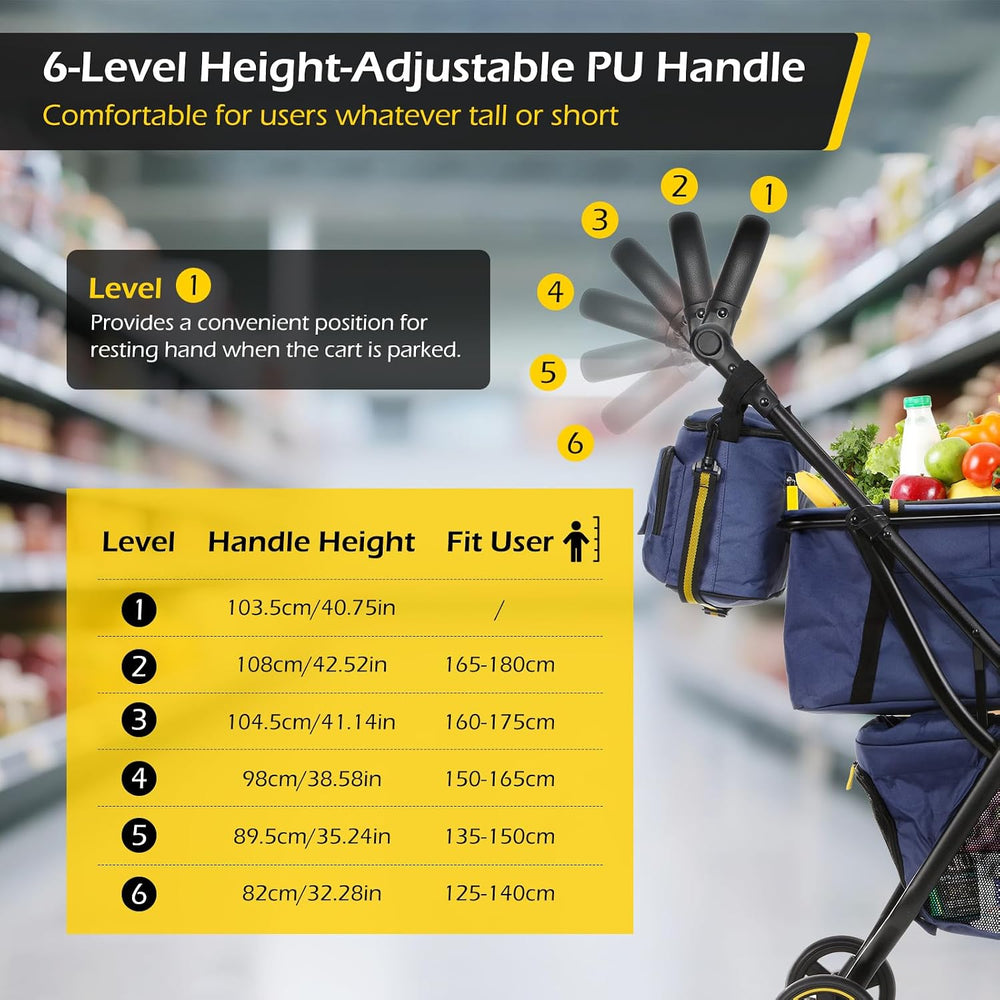 Dyna-Living Folding Shopping Cart for Groceries 70LBS Personal Grocery Cart