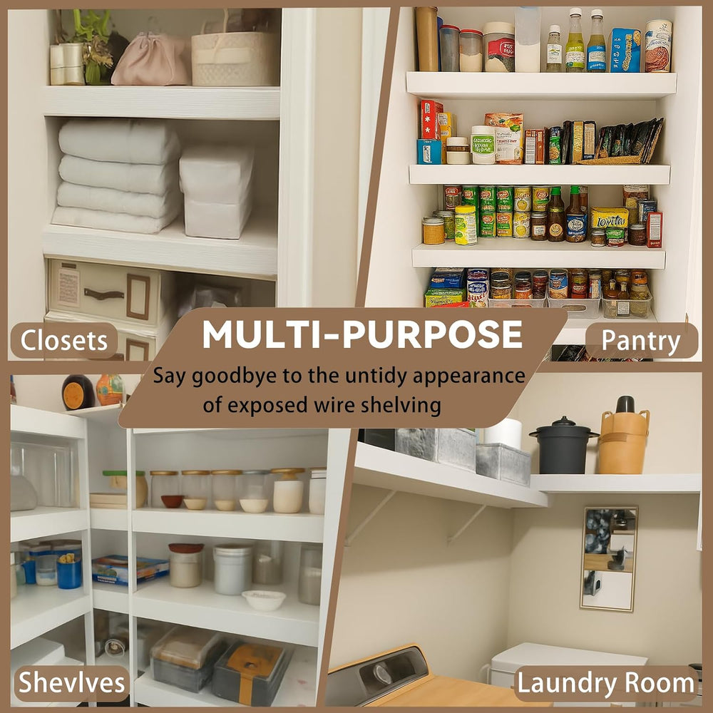 White Shelf Covers for Wire Shelving 24x12 Inch 5-Pack, Instant PVC Wood Look...