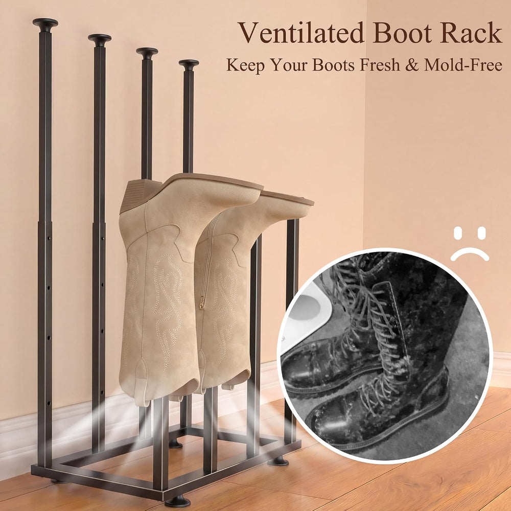 Boot Storage Organizer,Metal Free Standing Boot Rack,12 Pairs,Black