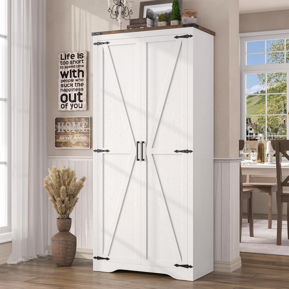 FiveWillowise 69" Tall Storage Cabinet with Adjustable Shelves, Farmhous...