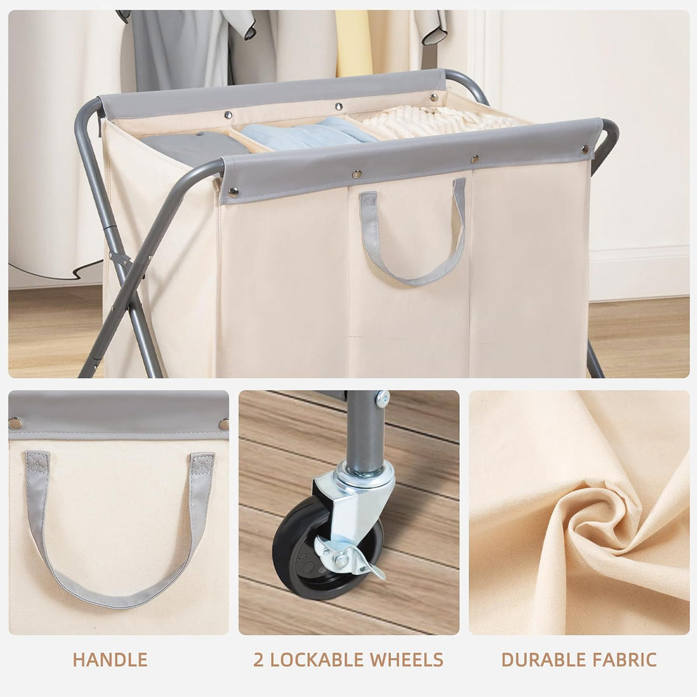 STORAGE MANIAC 160L Collapsible Laundry Hamper with Wheels, Rolling Laundry B...