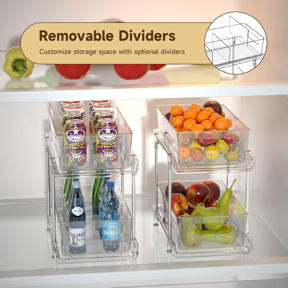 HIHEGD 2-Tier Bathroom Organizer with Dividers, Clear Under Sink and Pull-Out...