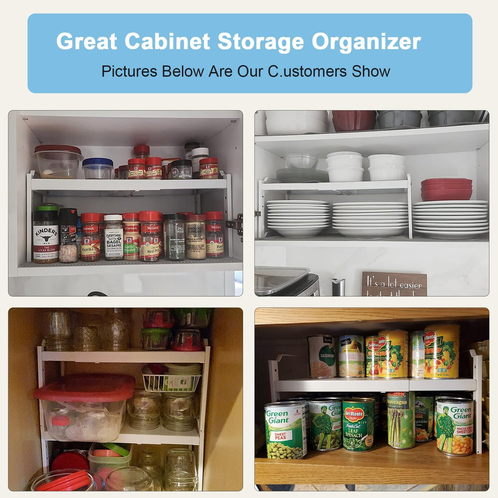 2 Pack Stackable Expandable Shelves For Kitchen Cabinet Countertop Storage, A...
