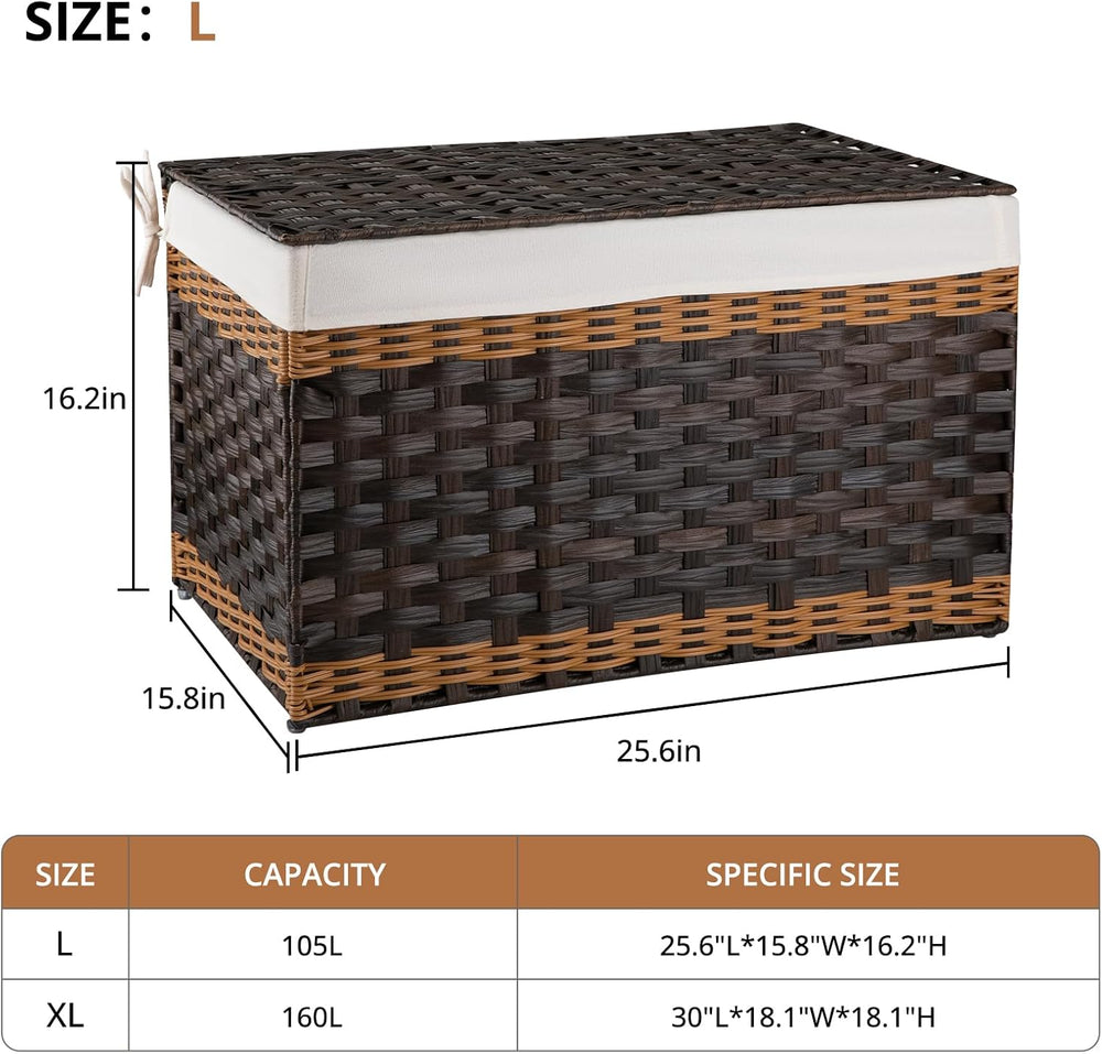 OIAHOMY Storage Basket with Lid, 27.7 Gallon (105L) Blanket Basket with Remov...