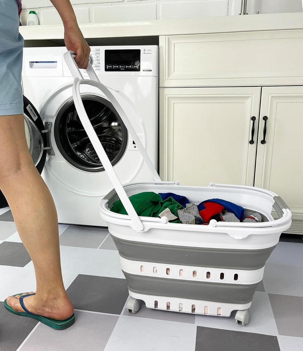 SAMMART 35L (9.24 Gallons) Collapsible Plastic Laundry Basket with Handle and...