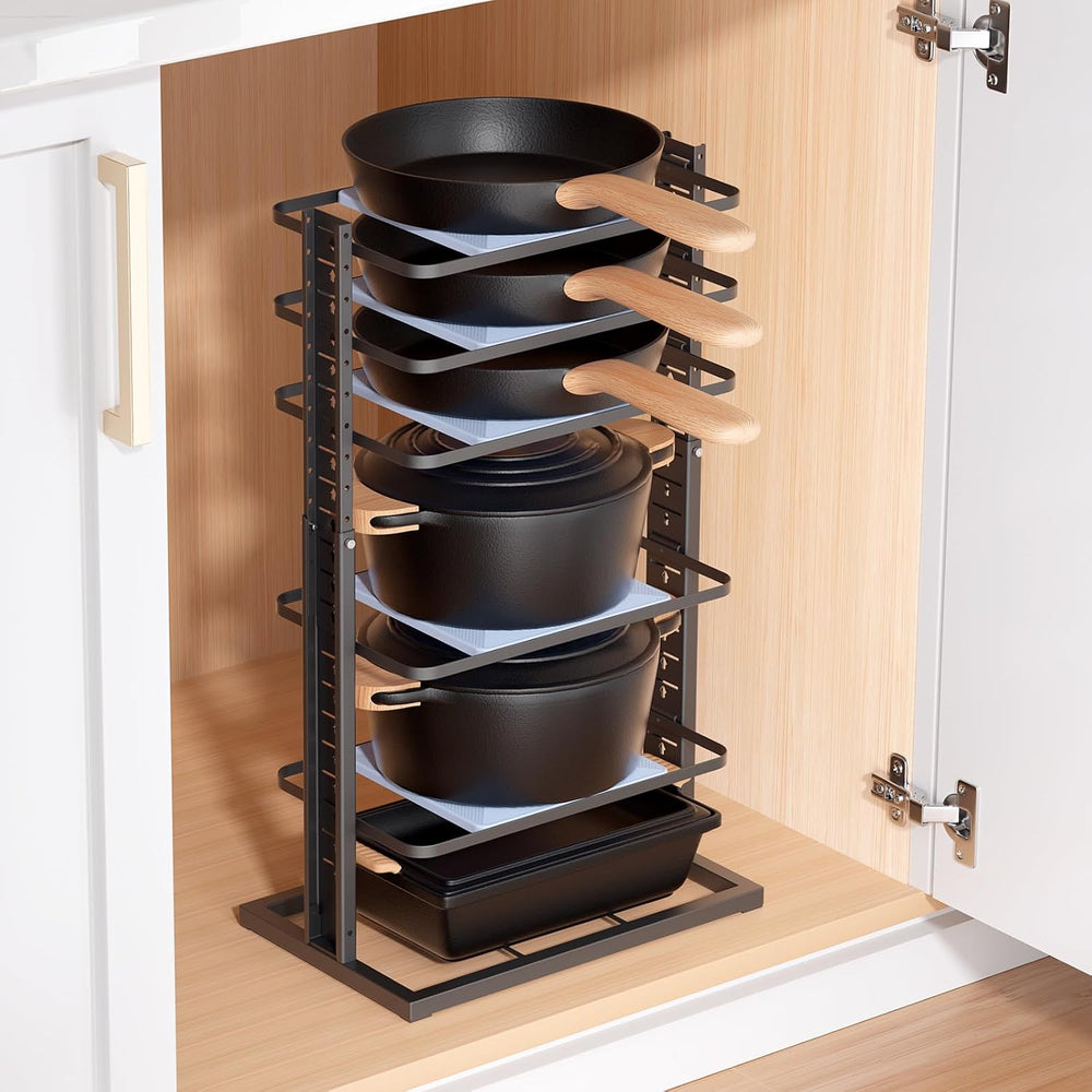 LAMU Pots and Pans Organizer for under Cabinet, 6-Tier Heavy Duty Pan Pot Org...