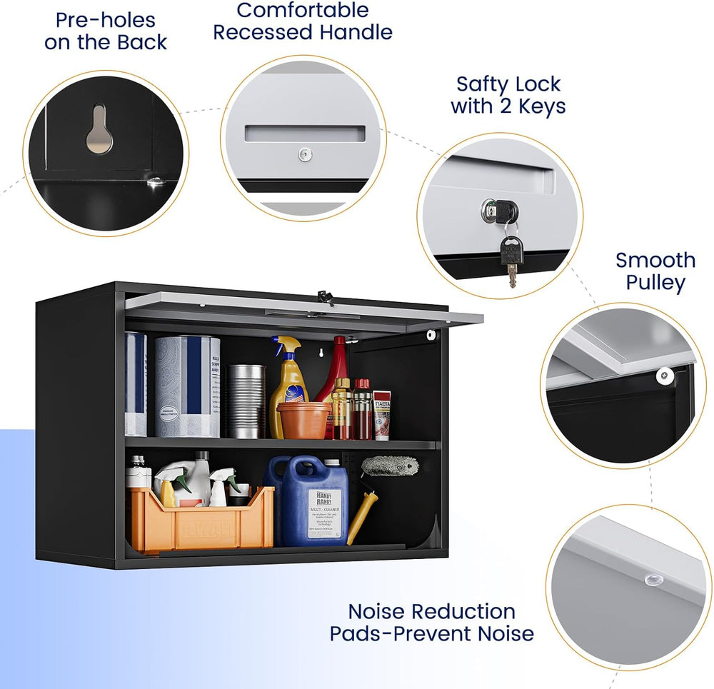 Yizosh Metal Wall Cabinet with Doors and Shelves, Wall Mounted Storage Cabine...