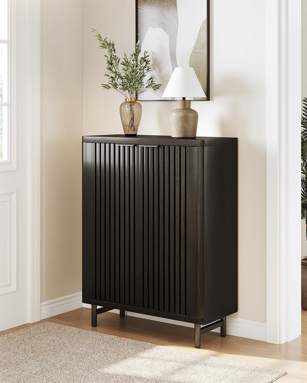 LITTLE TREE 6-Tier Shoe Cabinet with Doors for Up to 24 Pairs, Large Wooden S...