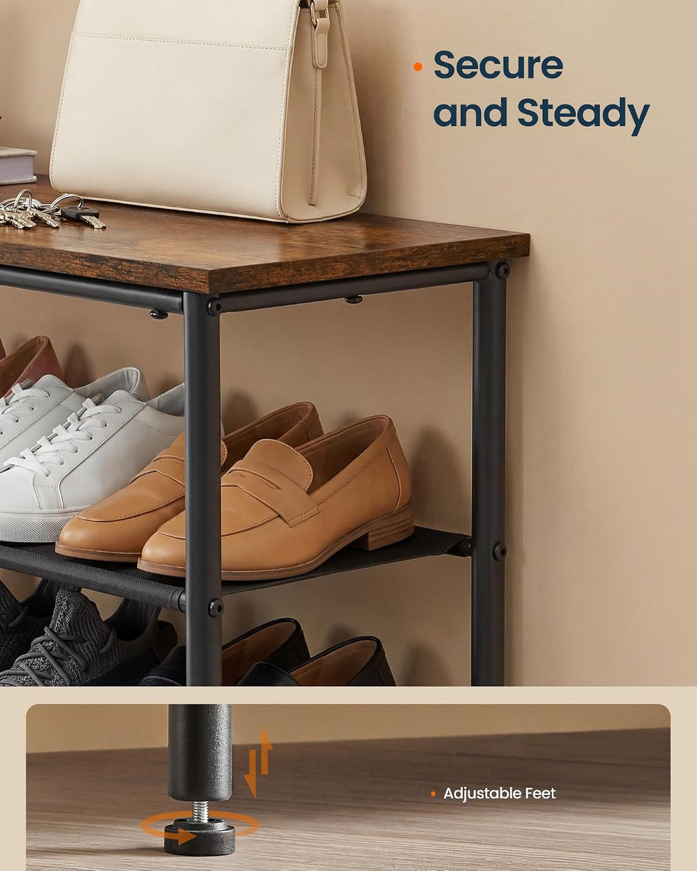 SONGMICS HOME 4-Tier Shoe Rack, Free Standing Shoe Storage Organizer, 12 x 47...