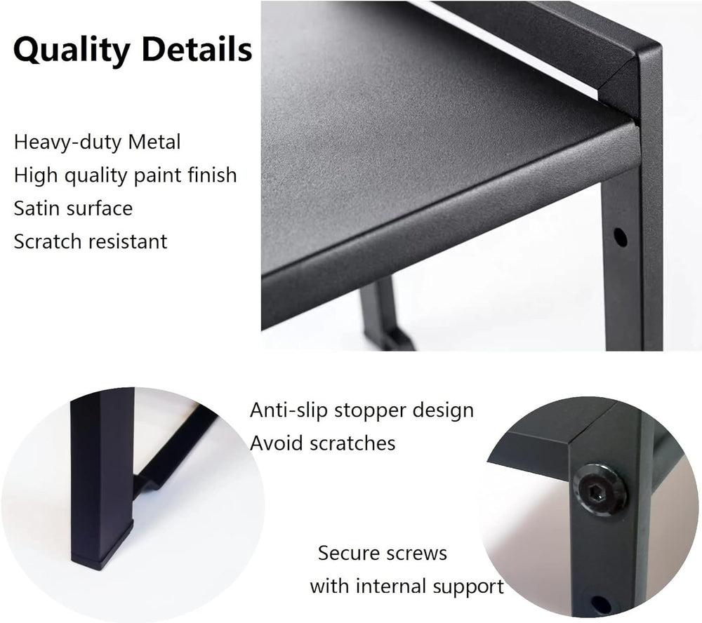2 Pack Expandable Cabinet Shelf 5.1"D Adjustable Counter Riser Rack Black