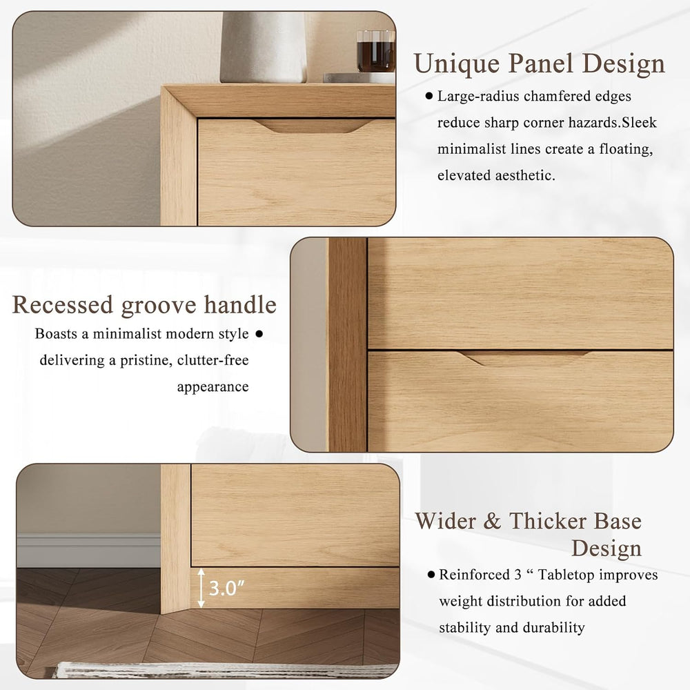 YANSNWO Natural Oak 8 Drawer Dresser for Bedroom, 55" Wide Chest of Drawers