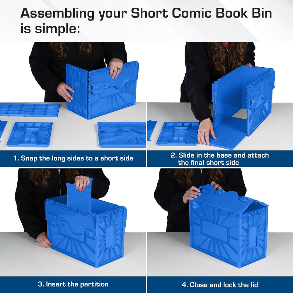 BCW Short Comic Book Bin, Holds 150 Comics Each, Blue, 5 Pack