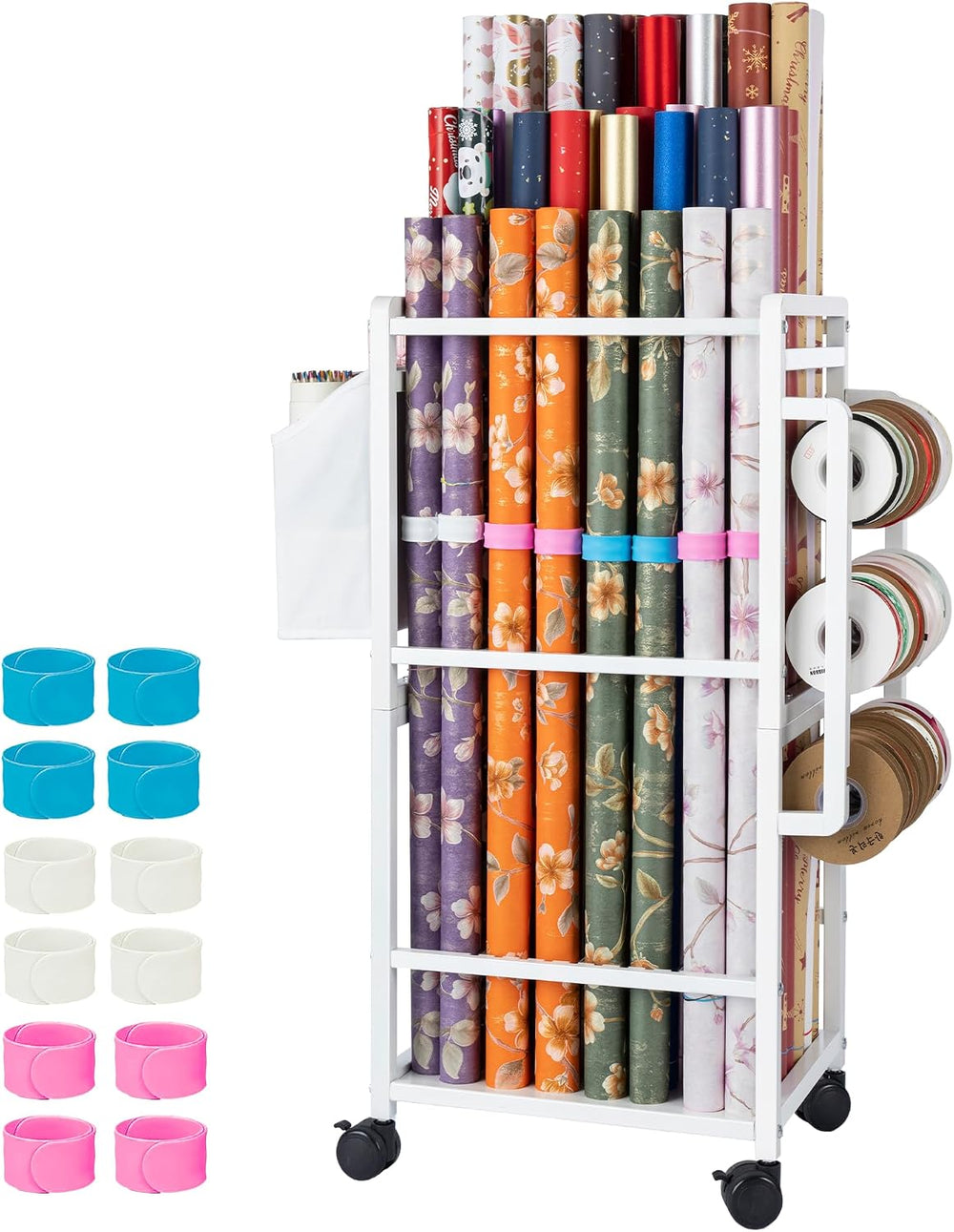 Aquzee Wrapping Paper Storage, Gift Wrapping Paper Organizer Storage, White