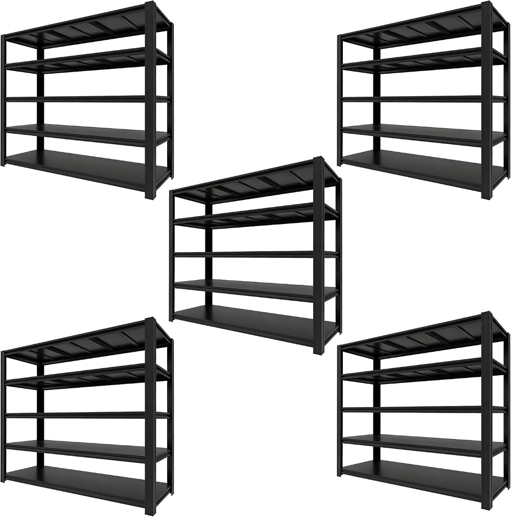 5 Tier Heavy Duty Garage Shelving Units, 5000 lbs Capacity Adjustable Metal S...