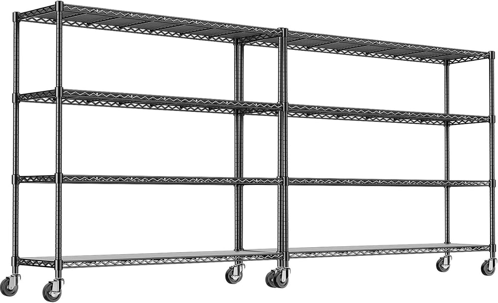 76.77" H Storage Shelves 1500LBS Metal Shelving Unit with Wheels, Adjust...
