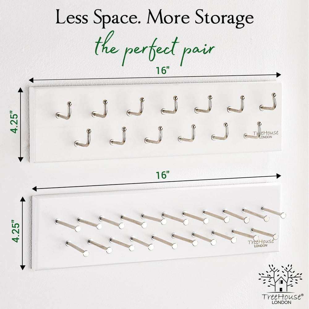 TreeHouse London Tie Rack Organizer – Holds 40 Large Ties – Solid Wood & ...