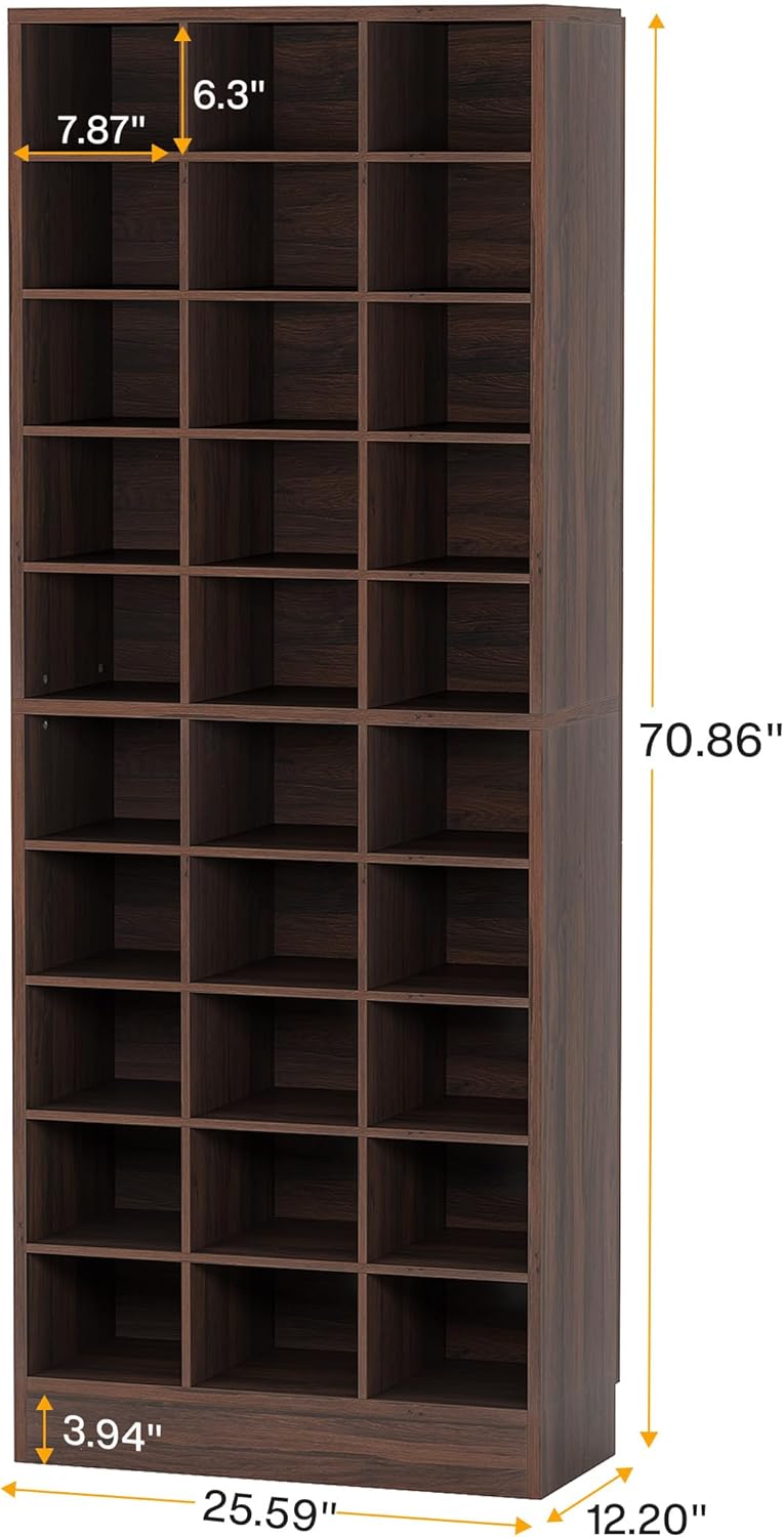 Tribesigns 10-Tier Shoe Storage Cabinet, Espresso Wooden Shoe Rack with 30 Cu...