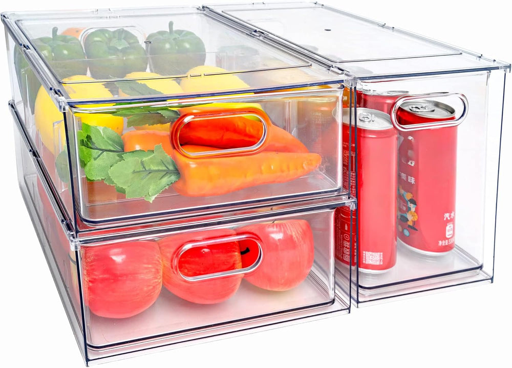 MineSign Stackable Fridge Drawer Pull-Out Bins