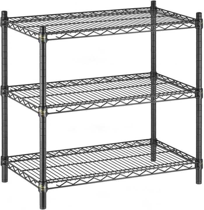 APLSS 18" D x 42" W x 34" H Black Heavy Duty Wire Shelving with 3 Tier Shelves, NSF Certified, Height Adjustable, Wet&Dry Environments, for Kitchen Garage Walk-in Cooler&Freezer, 800lbs Capacity