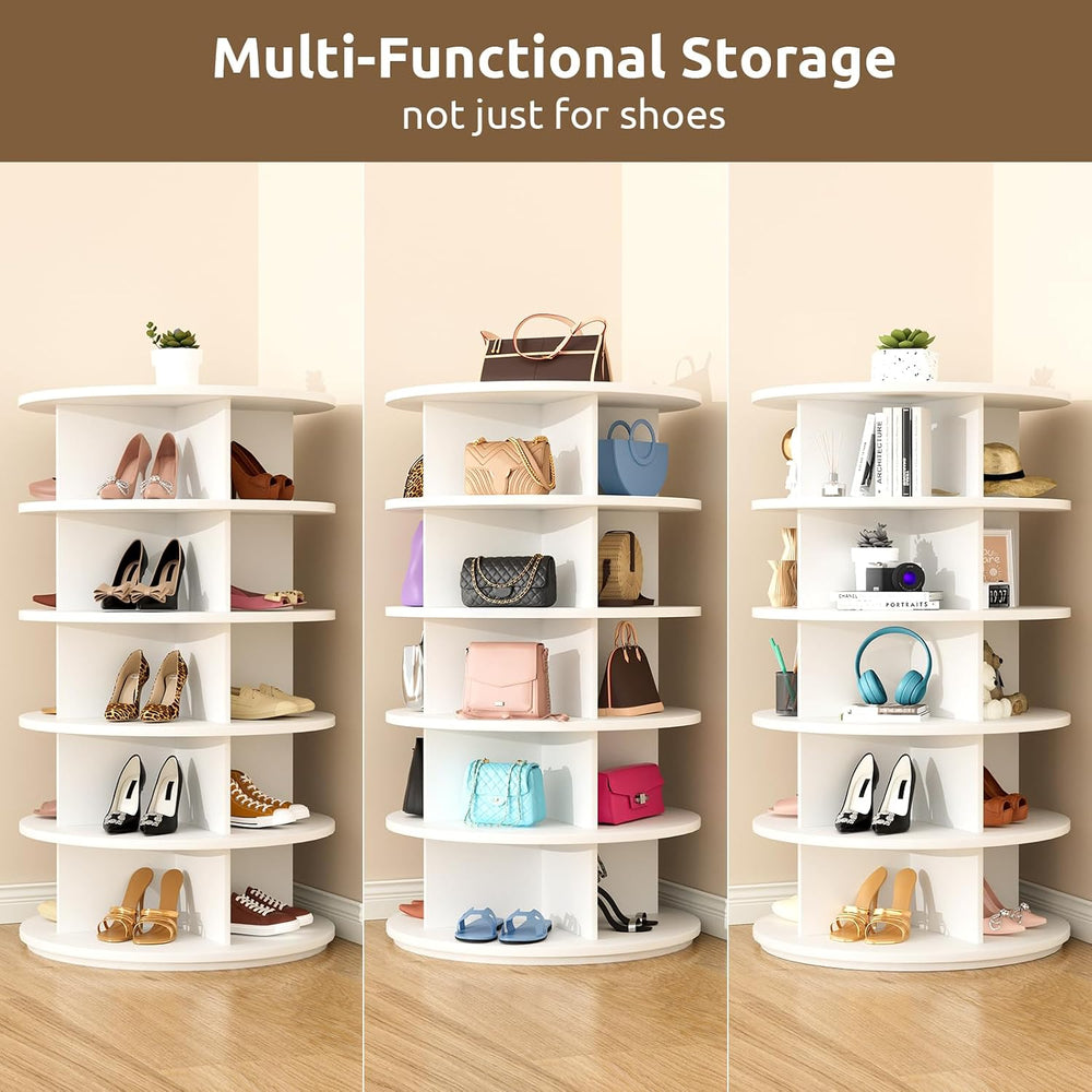 Rotating Shoe Rack 5 Tier Spinning Shoes Organizer Tower for 20-24 Pairs Lazy...
