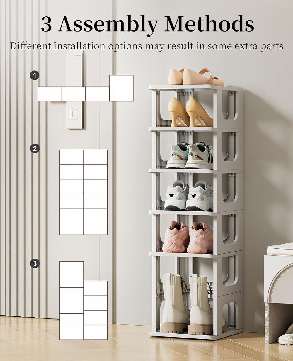 HAIXIN 10 Tier Narrow Shoe Rack, Compact Closet Shoe Shelves