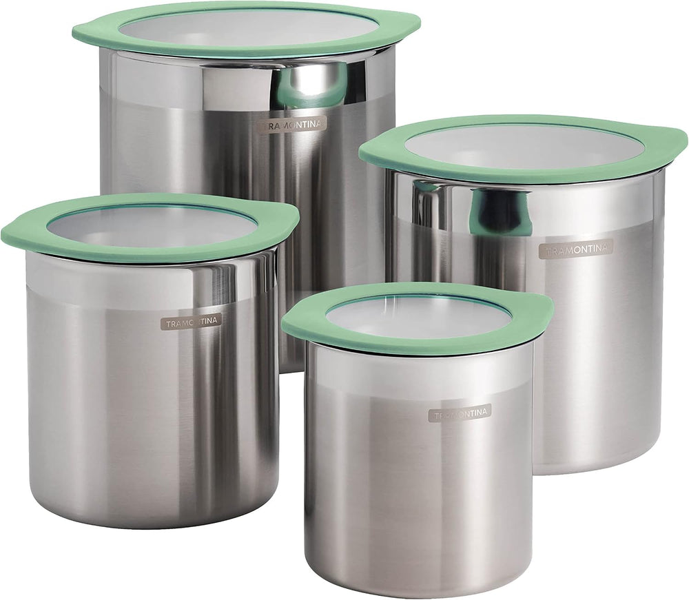 Tramontina 4-Pc Food Storage Containers with Silicone Lids - Mint Green