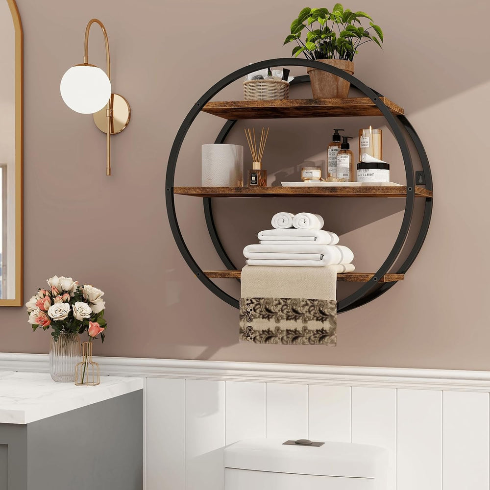 Circle Shelf Wall Decor, 3 Tier Decorative Round Wall Shelf