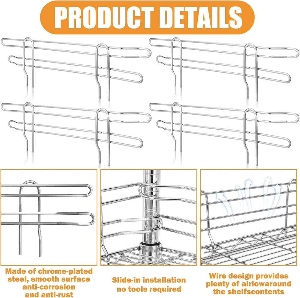 MorningRo 6 Pcs Silver Chrome Wire Shelf Ledge, 18" L x 4" H