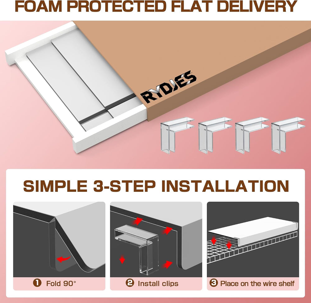 Wire Shelf Covers 24" W X 12"D,Rack Covers for Pantry Snap-On,2 Pack