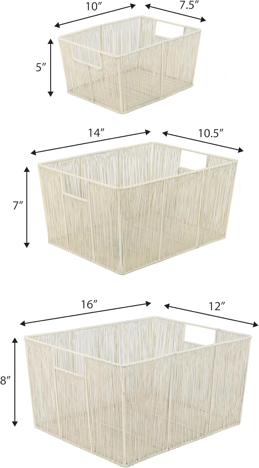 happimess Sutton 6-Piece Nesting Mild Steel Storage Baskets 16", Almond