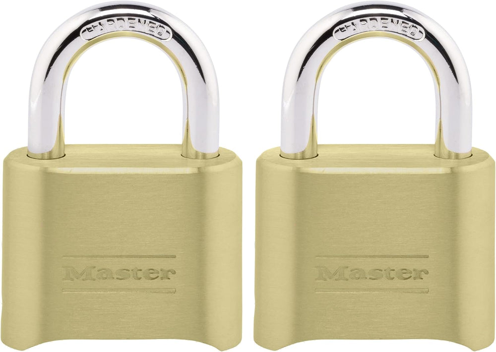 Master Lock Combination Padlock Outdoor Brass Lock, 2-Pack 175EC2
