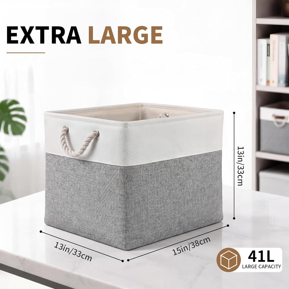 13×15×13 Inch Foldable Fabric Storage Basket with Handles