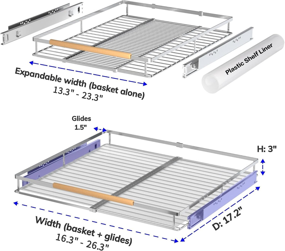 Pull Out Drawer Cabinet Organizer, Expandable Slide Out Storage Shelves - Hea...