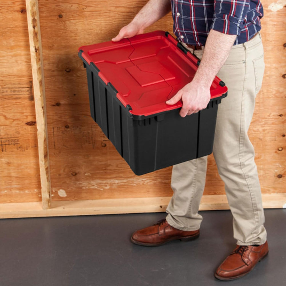 Sterilite Industrial Storage Tote with Lids for Garage, 12 Gallon, 6-Pack