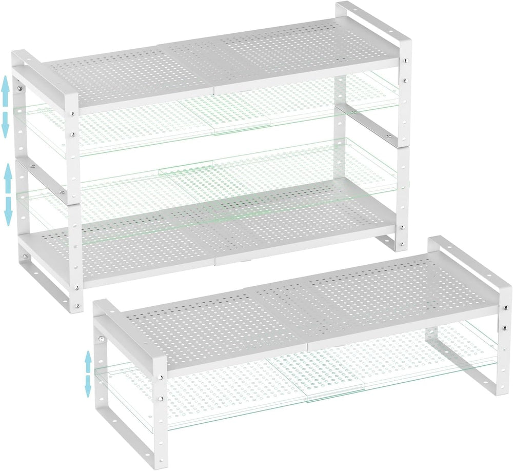 Expandable Shoe Rack Stackable Metal Pantry Storage Shelves Stand Adjustable ...
