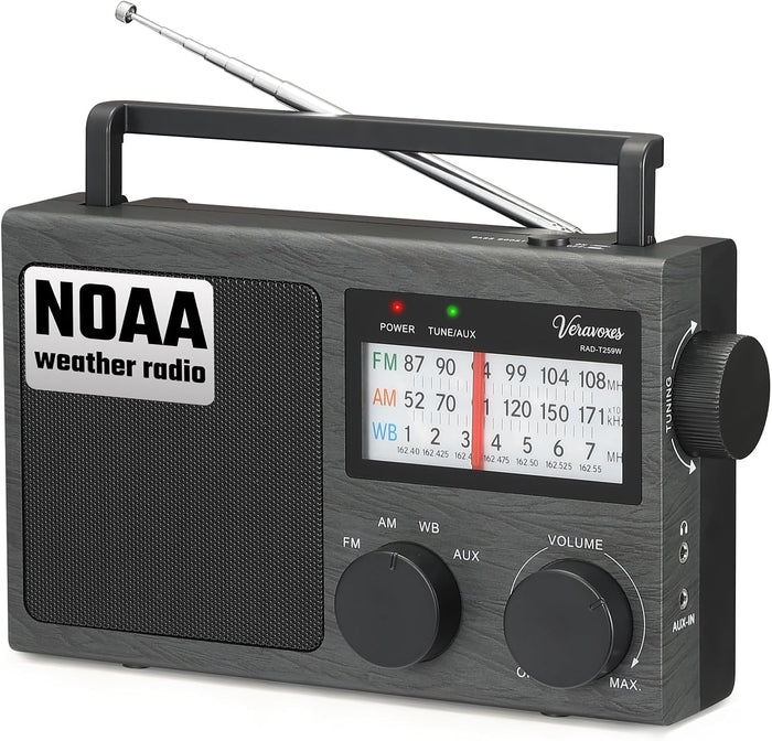 Portable NOAA Weather AM FM Radio AC & Battery Powered