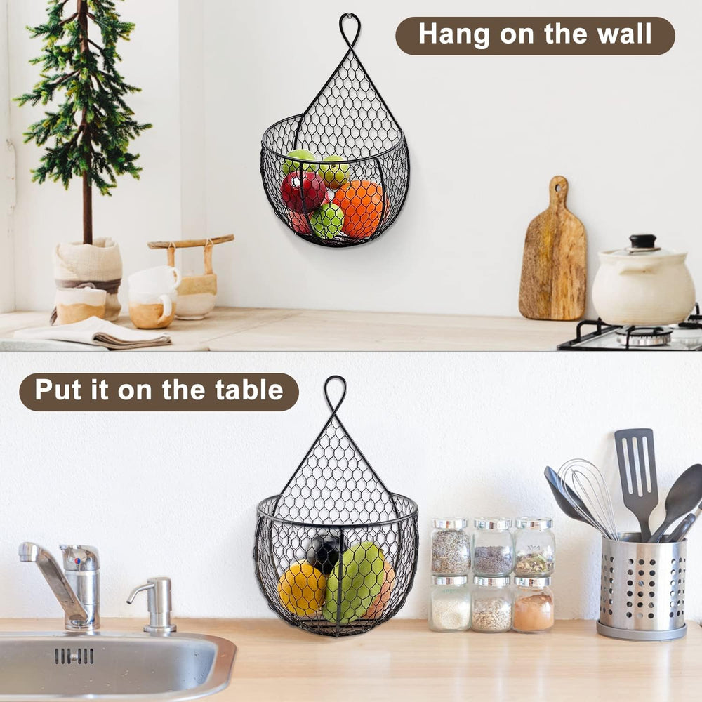 ERYTLLY Metal Fruit And Vegetable Storage Hanging Basket Wall Mounted, For Ki...