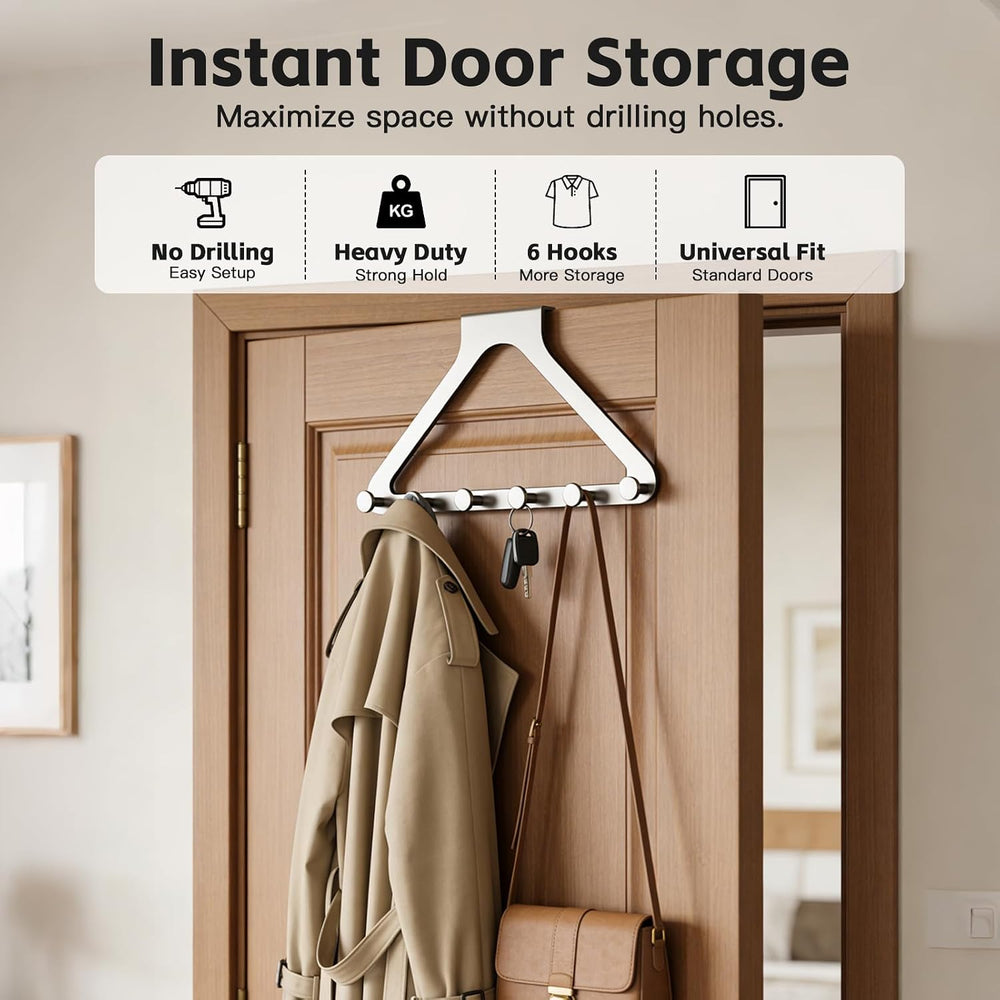 Fodeuxp Over the Door Hanger Organizer, Home Storage Hooks, Beige, 2 Pcs