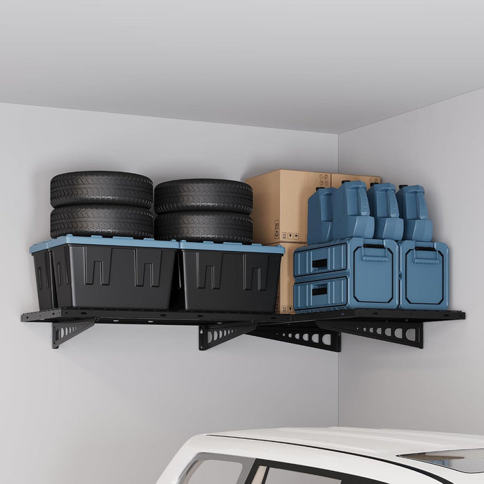 FLEXIMOUNTS 2 Pack 2x4ft Corner Wall Shelving Garage Storage Rack, Black