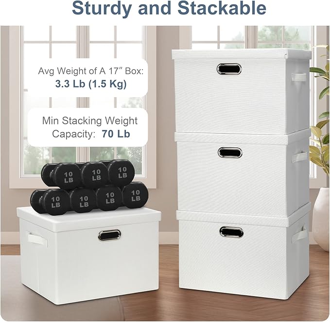 Large 17" 36 Quart Collapsible Stackable Storage Bins
