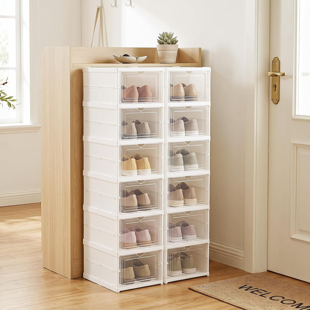 GIANTEX 6 Tier Foldable Shoe Storage Box, Fits 12 Pairs, No-Assembly