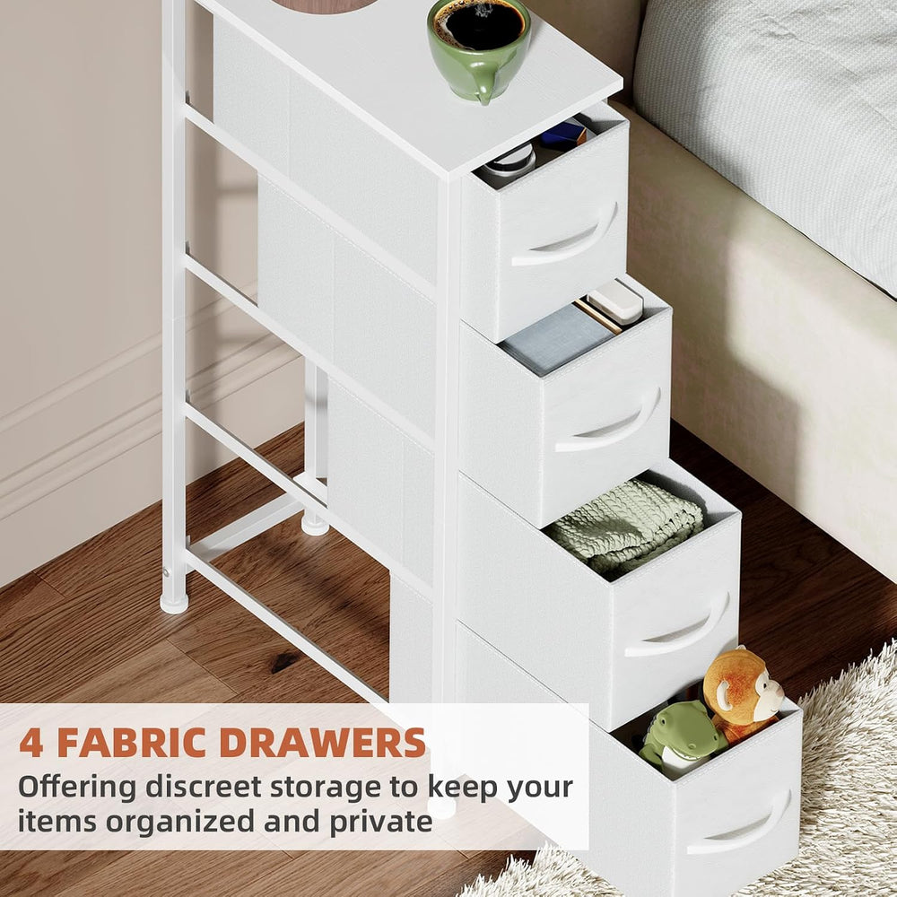 Somdot Narrow Dresser for Bedroom, 4 Drawer Storage Cabinet, White
